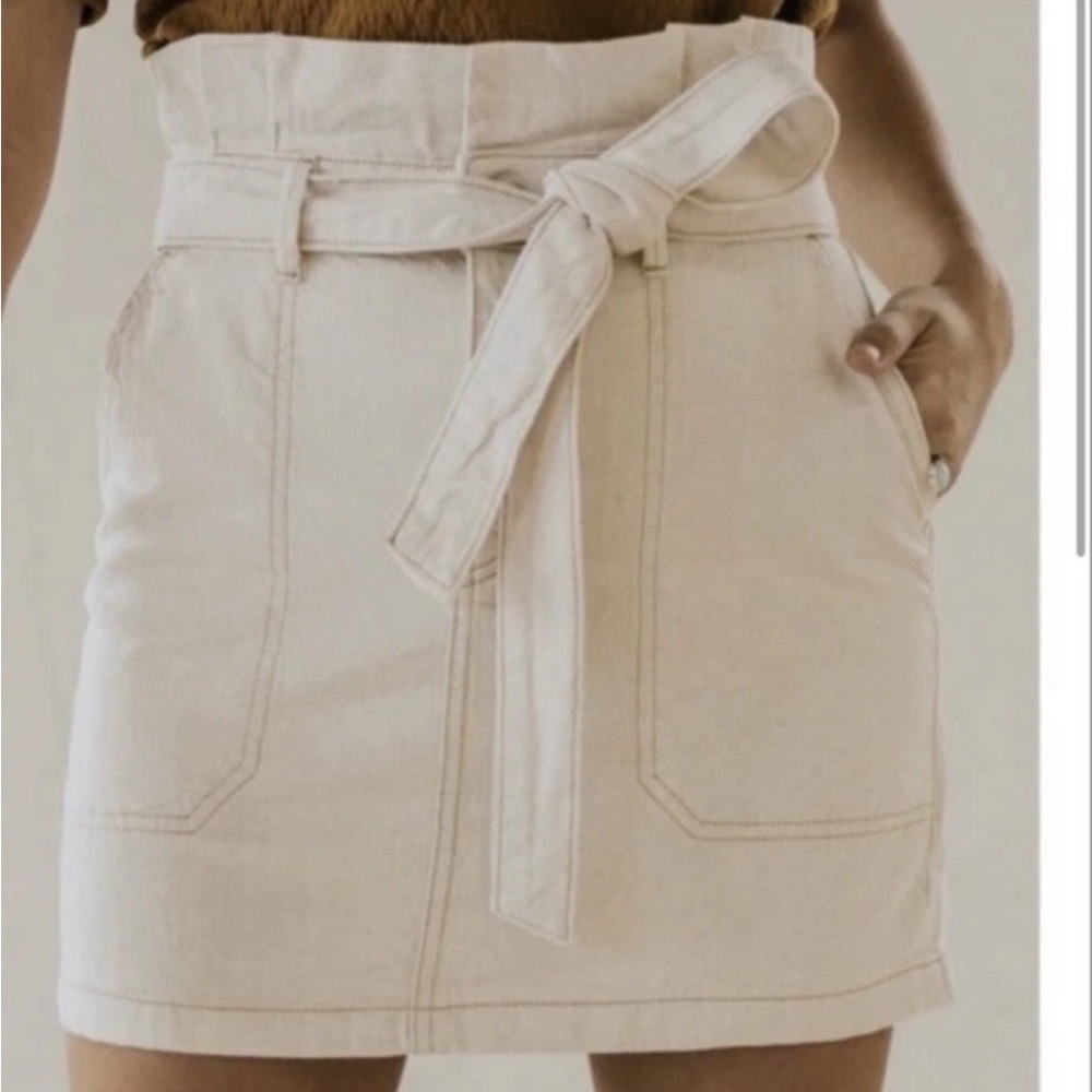FREE PEOPLE-SPLENDOR IN THE GRASS FRONT TIE JEAN SKIRT - Picture 10 of 11